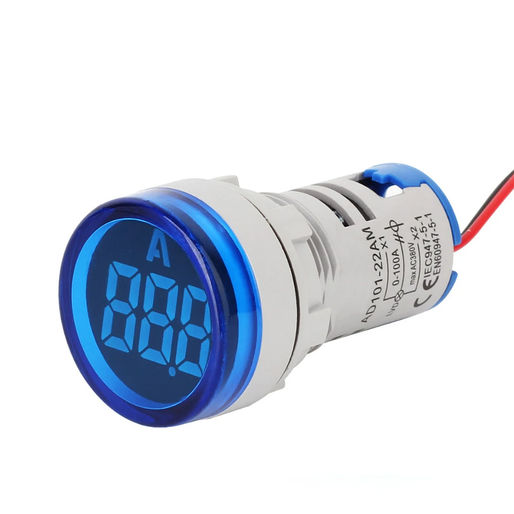 ABILKEEN Large Screen LED Illuminate Round Head Plastic Current Meter 0-100A AC220V Digital Display Industrial Ammeter