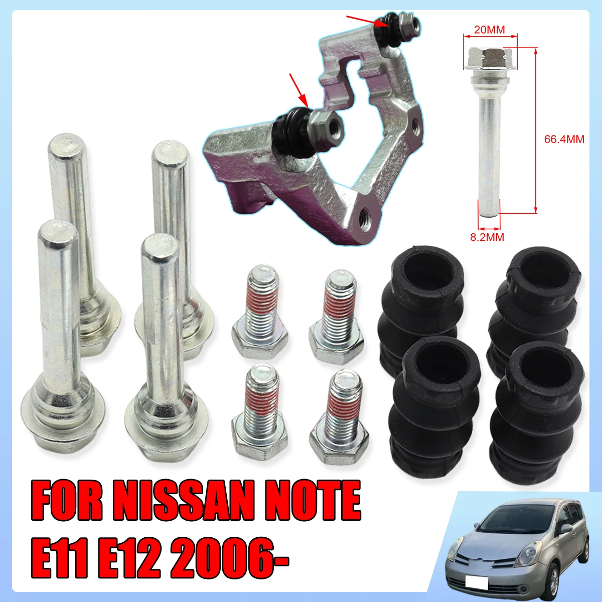 

Front Left Right Brake Caliper Cylinder Slider Guide Pin Bushing Boot Seal Rebuild Kits Car Parts For NISSAN NOTE E11 E12 2006-