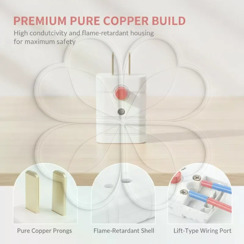 2 Prong Electric Power Plug with On Off Switch Thick Pure Aluminum Pins Corrosion Resistant for Wet Environment Use