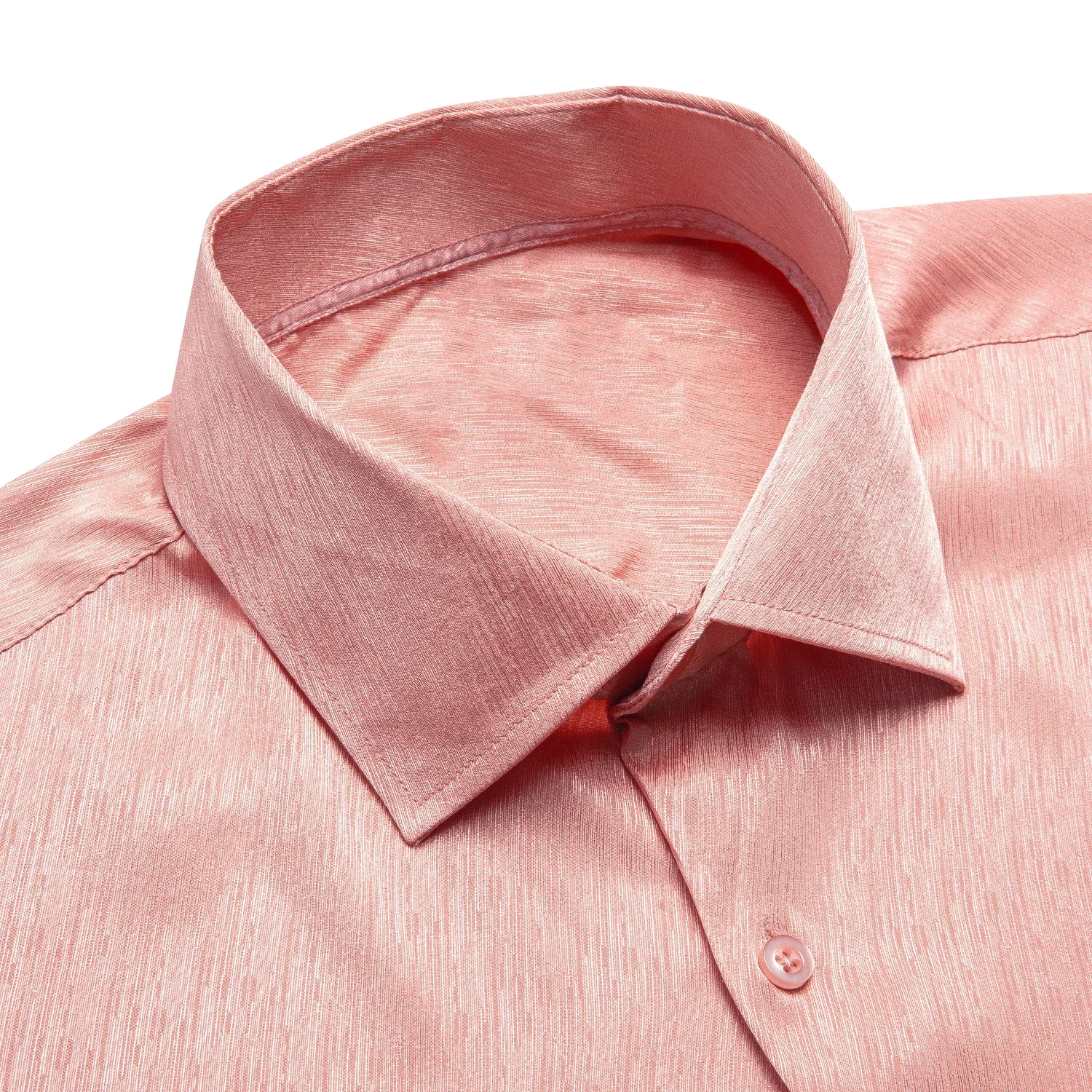 Peach Pink jacquard Men's Long Sleeve Satin Silk Dress Shirts Casual Formal Blouse Shirt Luxury Designer Men Clothing