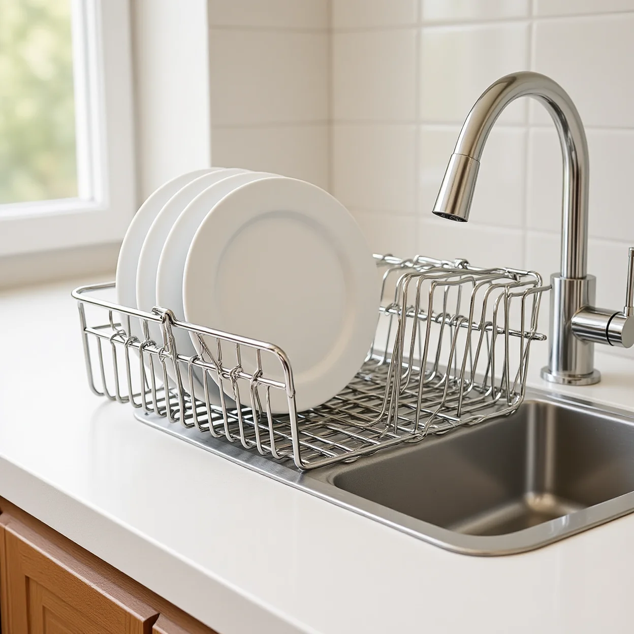 Small Washing Holder Compact Sink Accessory Organizer Hanging Storage Holder Concave Arc Stainless Steel Draining Rack