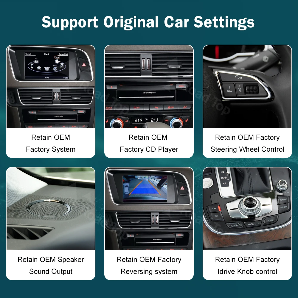 RoadTop 12.3 بوصة لاسلكي CarPlay الوسائط المتعددة شاشة رقيقة جدا أندرويد السيارات لأودي Q5 2009-2017 وظيفة Airplay Autolink #5