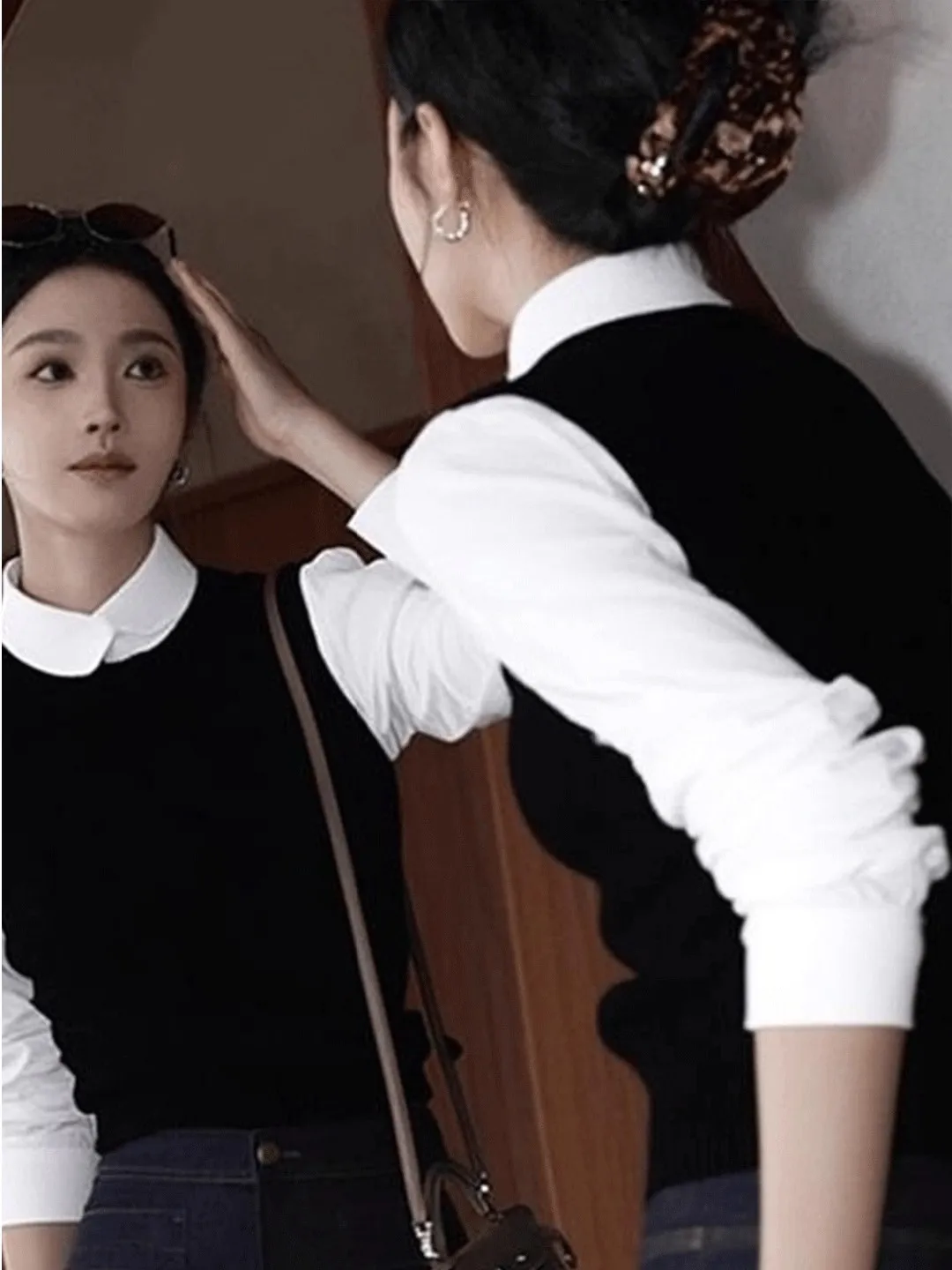 Ele Bla gebreide kleding dames herfst winter nieuwe Sle uniek ontwerp faionable top Franse Sle slim fit lange Sve