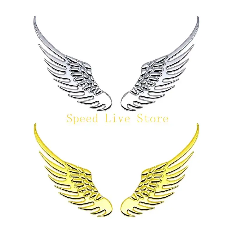 547C 1 Pair Metal Angel Wing Car Stickers Scratch Resistant Decorative