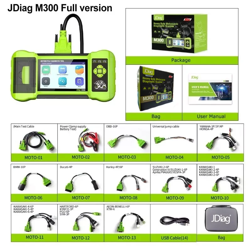 2024 New JDiag M300 Motorcycle Diagnostic Scanner Helps the Technician to Diagnose Problems and Make Repairs Faster M100 PRO M20