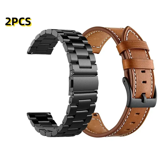 2 szt. Paski do zegarków ze stali skórzanej do zegarka Samsung Galaxy Huawei Watch Bransoletka sportowa Opaska na nadgarstek do paska 22 mm