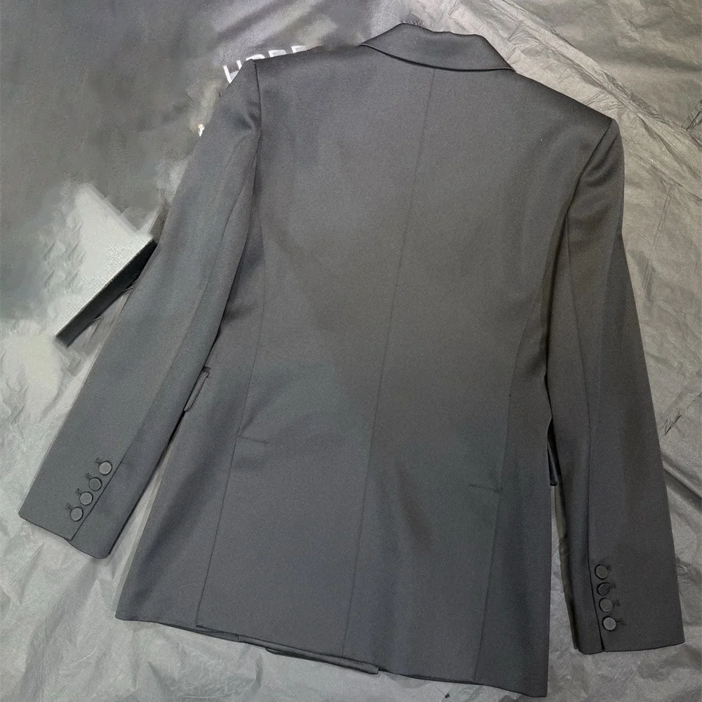 Women's Satin Double-Breasted Long-Sleeve Loose-Fit Blazer/Jacket – Winter 2026 New Y2K Style, Versatile Outerwearbra