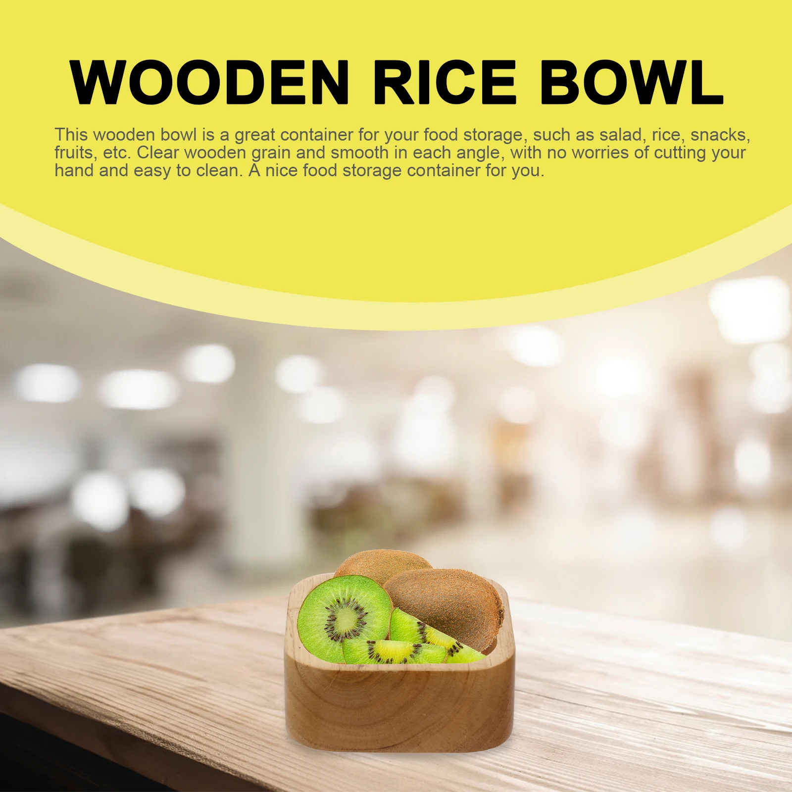 

Wooden Snack Bowl Smooth Surface Safe Food Container Salad Rice Fruits Baby Adult Wooden Tableware Fruit Dish Household