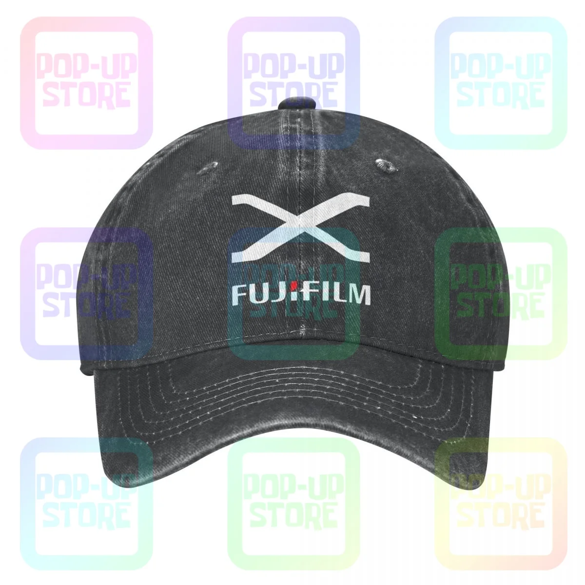 Fujifilm Camera X Logo Washed Denim Baseball Cap Trucker Hats Sports Harajuku