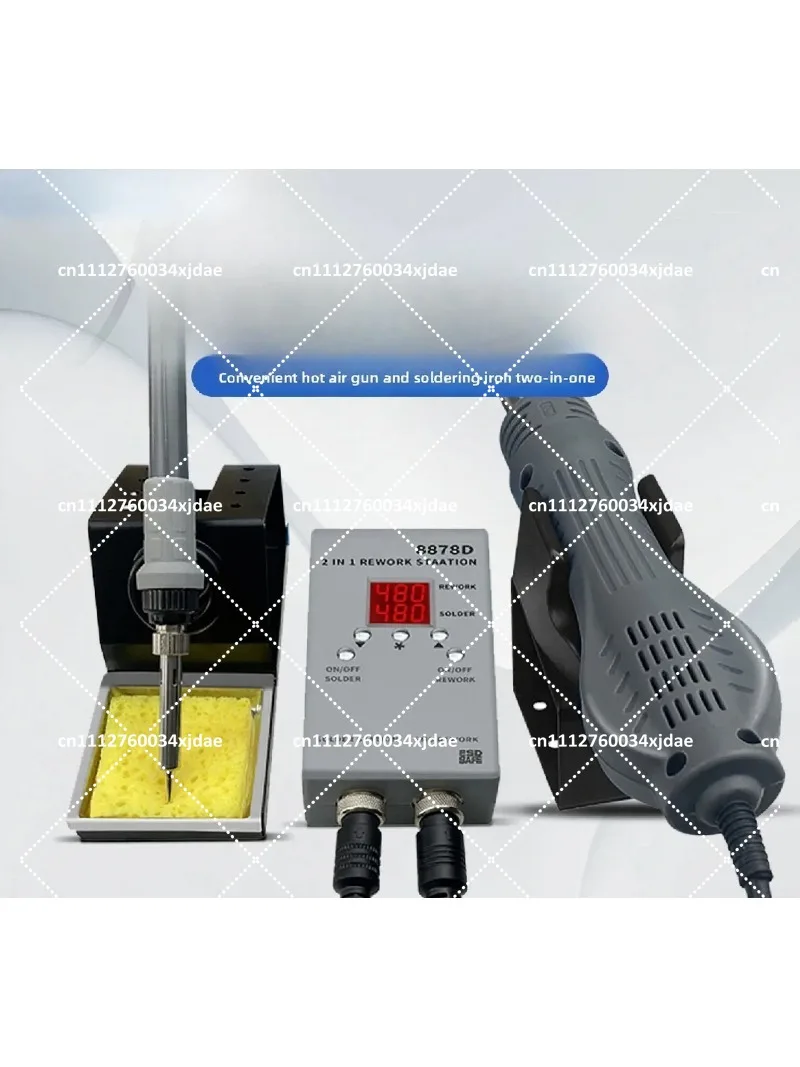 2-in-1 Rework Station 750W Hot Air Soldering Iron Combo, Portable SMD Repair Tool for PCB Phone Board