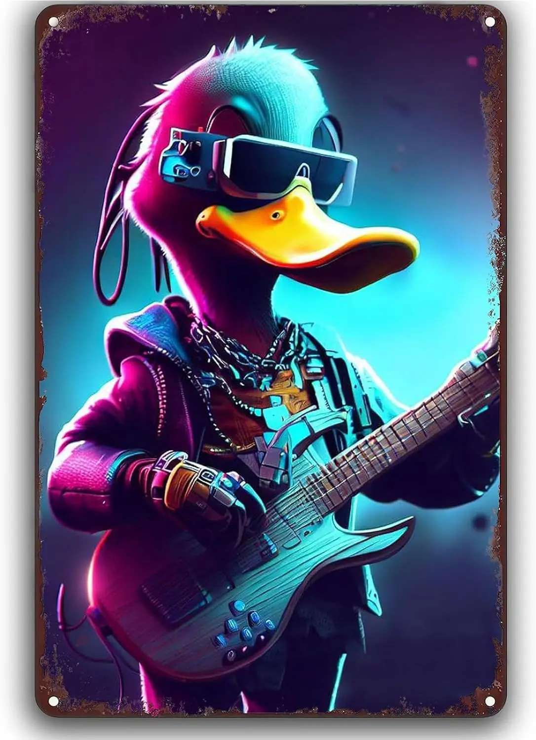 Funny Cute Duck With Guitar Tin Sign Music Whether They Like It Or Not Vintage Metal Signs Music Lovers Gift Wall Art For Kitche