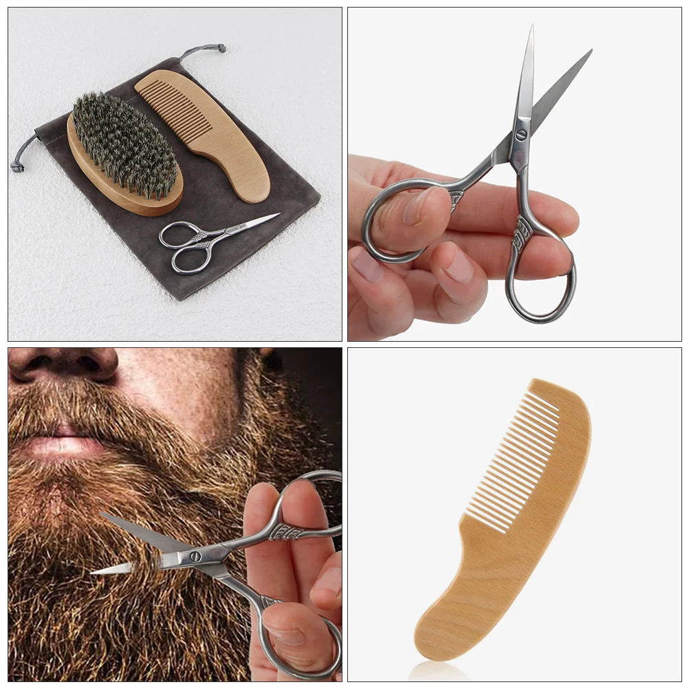 

Scalp Beard Care Kit Man Tools Bristle Brush Wooden Grooming for Men Shaving Kits