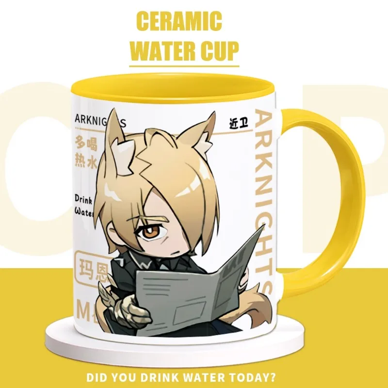 Permainan Arknights Cos Mlynar Virtuosa 7/2018 Nian rabun dekat kesatria Radiant dll. Hadiah cangkir sarapan Mug keramik Anime baru uniseks