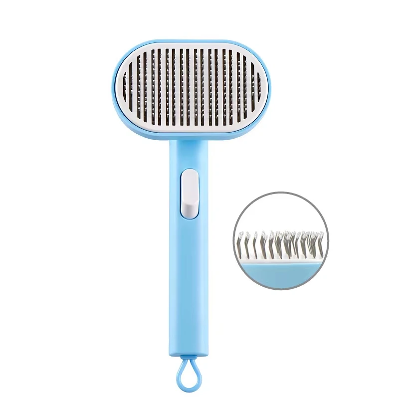 

Hot Selling Slicker Self-Cleaning Comb Stainless Steel Pet Dog & Cat Grooming Tool for Hair Removal