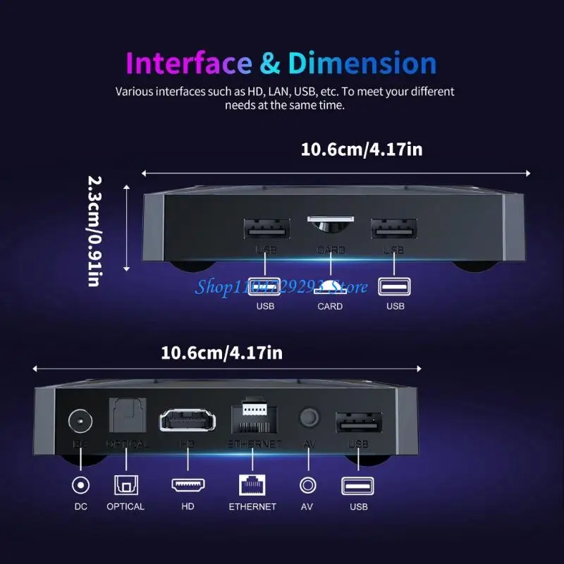 Y2GD HDTV Box 2.4G Wifi Lettore multimediale compatibile con telecomando S905X5M Set top box rete Streaming