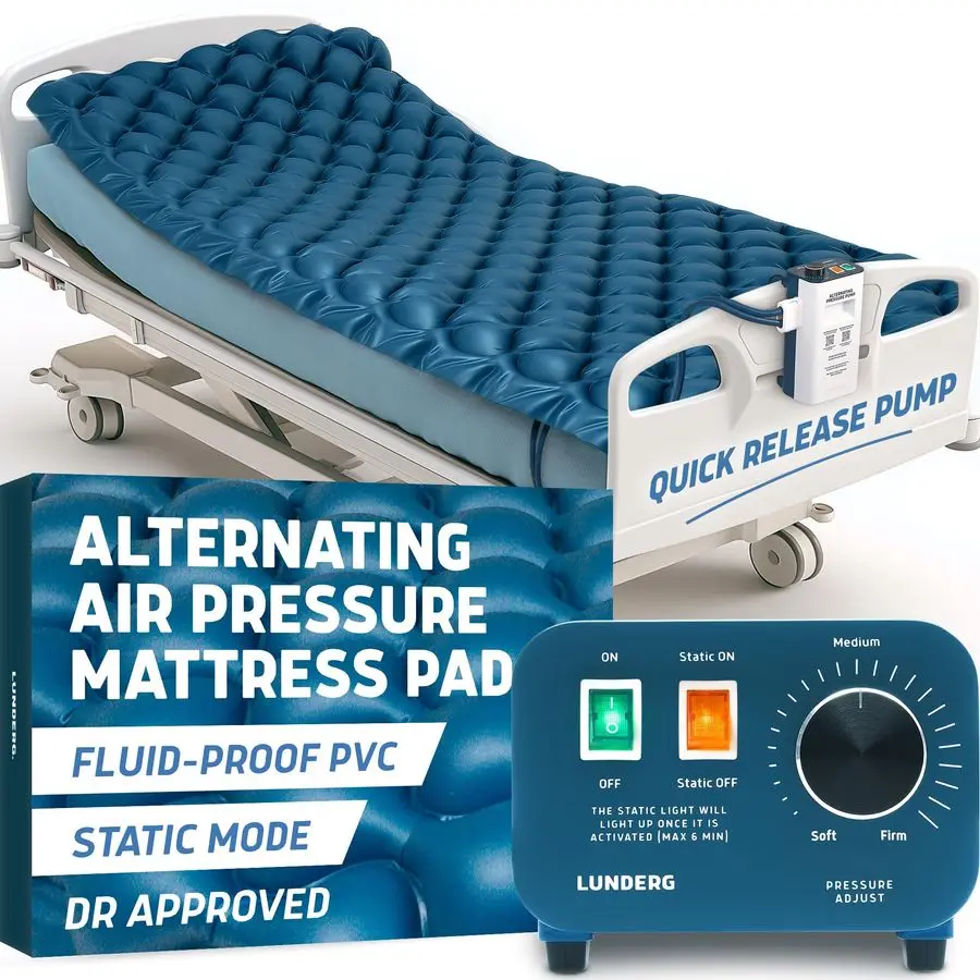 

Матрас-топпер с переменным давлением воздуха и статическим режимом, комфортный, предотвращает пролежи, включает водонепроницаемый чехол для матраса