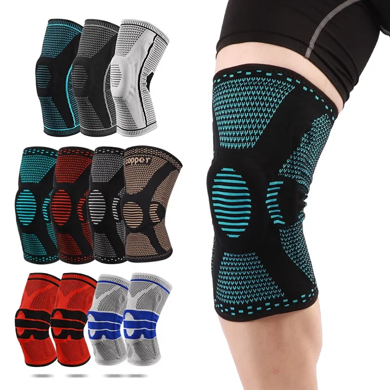 1PC Silicone Spring Full Knee Brace Strap Patella Medial Support Strong Meniscus Compression Protection Sport Pads RunningBasket