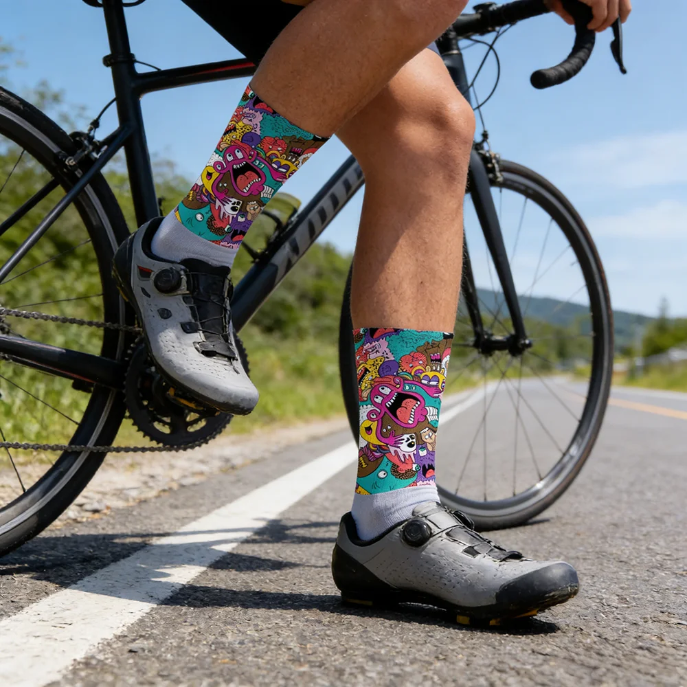 

2026 Quick Dry Sports Fitness Tube Cycling Socks for Men And Women Medium Cylinder Running Socks