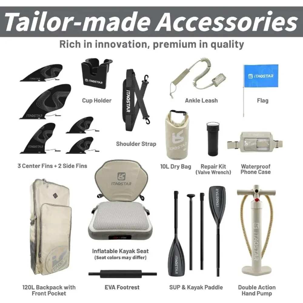 لوح مجداف عريض للغاية مقاس 12 × 35 بوصة للرياضة والخارجية مع مقعد، تروس لوح SUP ممتازة وقفة واحدة، 5 زعانف مصممة خصيصًا #3