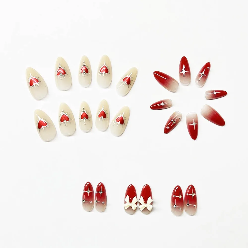 Moda dia dos namorados unhas falsas francesas wearable manicure cobertura completa imprensa em unhas dicas de unhas feminino