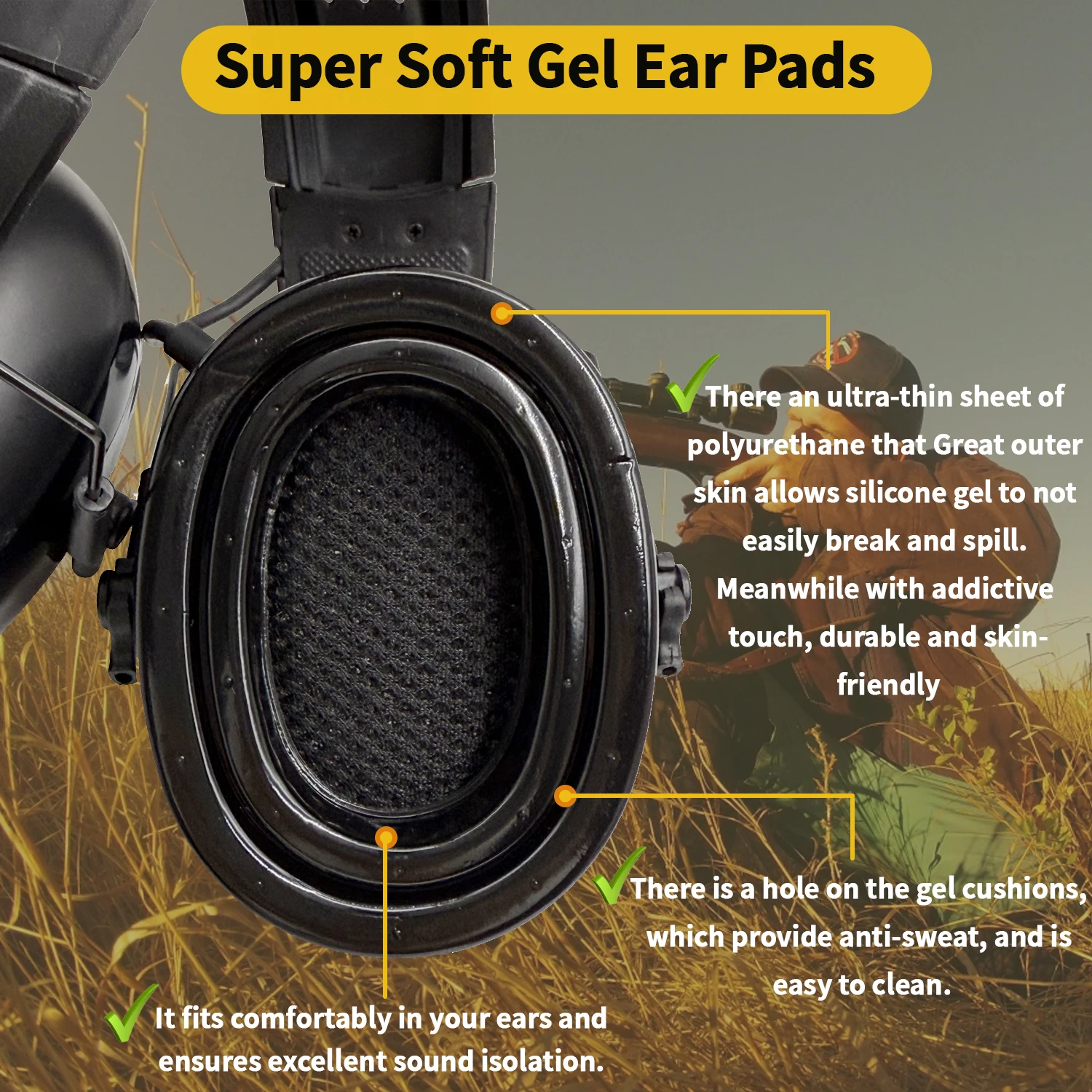 30dB SNR Hearing Protection Headphones with Bluetooth Electronic Noise Reduction Safety Ear Muffs Wireless Hearing Protector