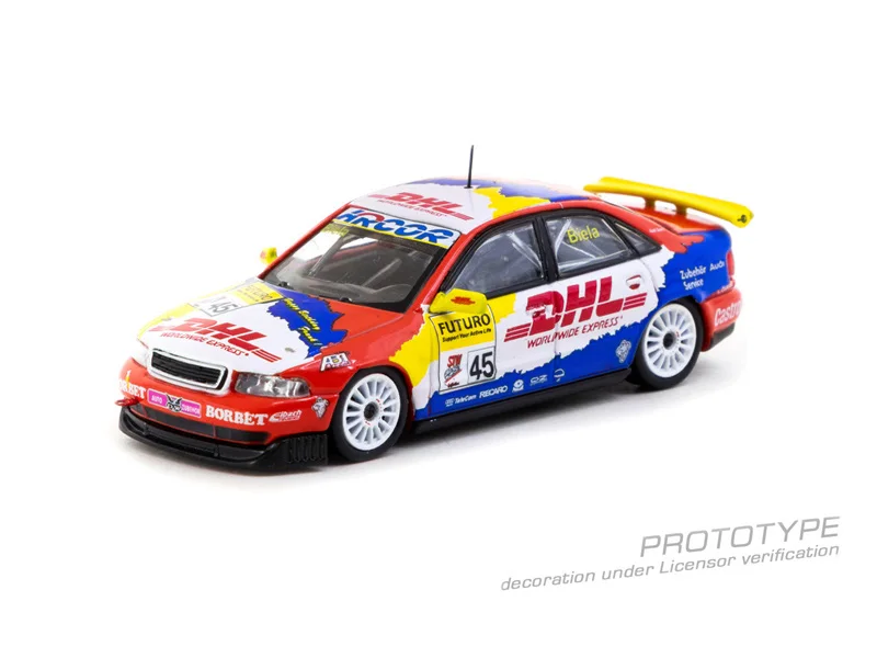 (الطلب المسبق) Tarmac Works 1:64 A4 Quattro Super Tourenwagen Cup 1998 Frank Biela # 45 نموذج سيارة دييكاست كوليكتور