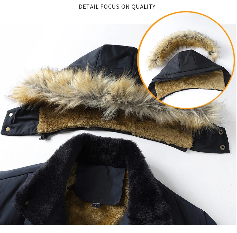 Men 2026 Winter New Windproof Fleece Warm Thick Jacket Parkas Coat Men Fashion Hooded Fur Collar Jacket Classic Casual Parka Men