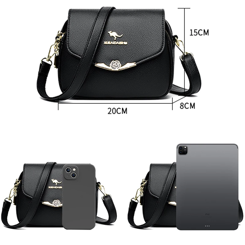 Elegant Soft Leather Shoulder Bags for Women Designer Fashion Crossbody Bags Ladies Purses and Handbags Sac Small Messenger Bag