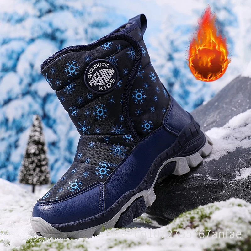 

Winter Warm Children's Snow Boots Outdoor Anti slip Snow Boots Boys Girls Winter High cut Cold Resistant Warm Boots Wateroof