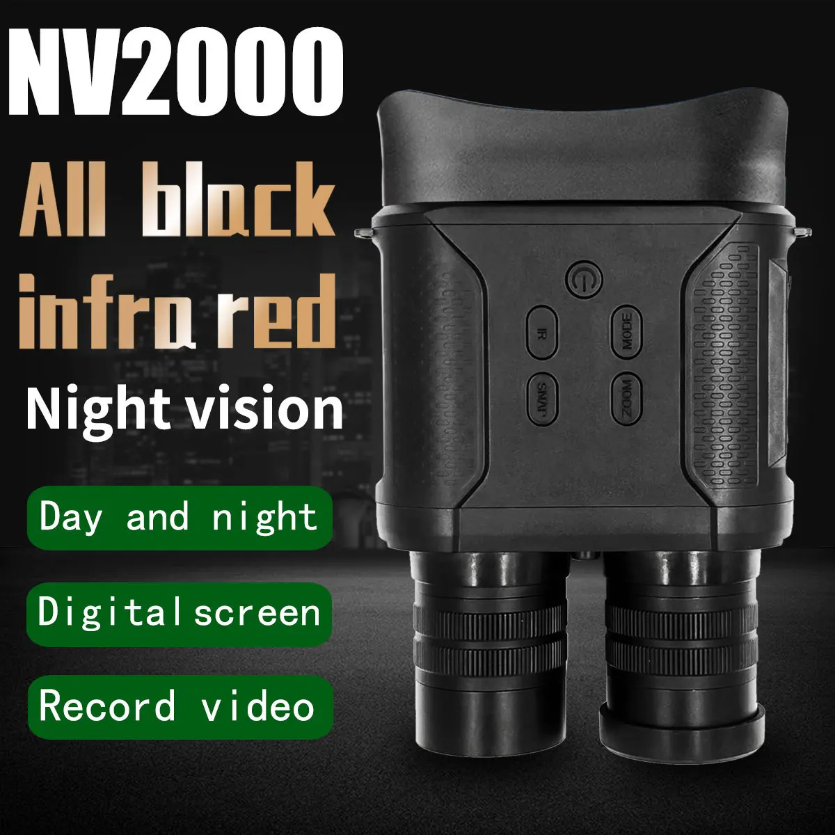 

NV2000 Digital Binocular Night Vision All Black and Red External Low Light HD Telescope Infrared Non-thermal Imaging