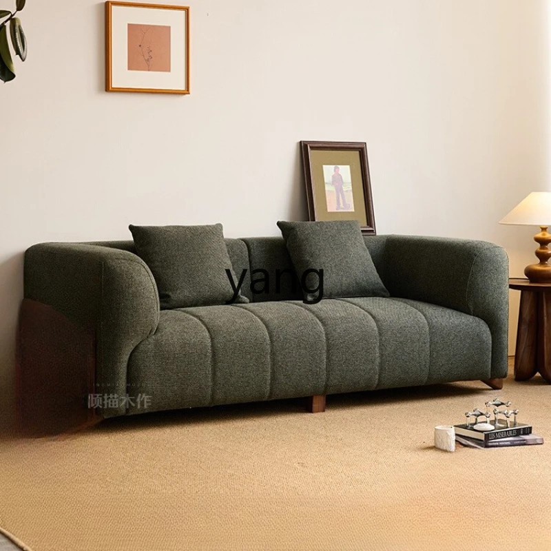 

TGF antique solid wood sofa apartment fabric sofa living room black walnut straight sofa