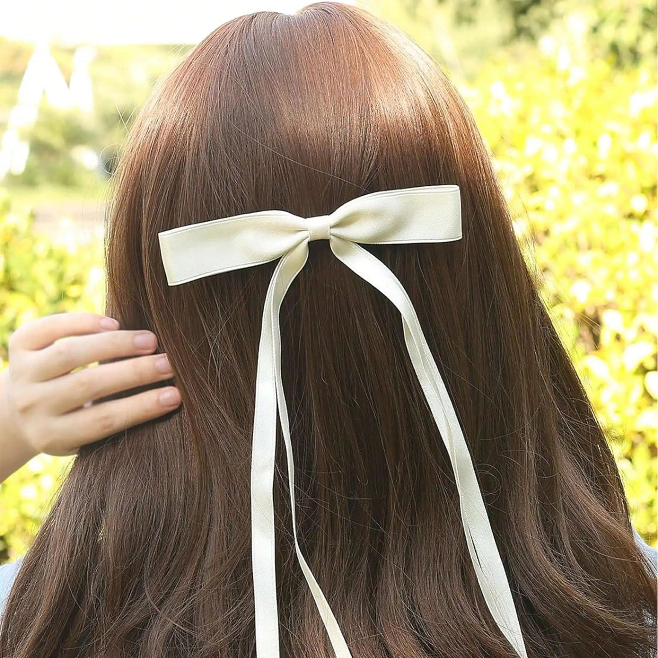 

12pcs Long Tail Bow Hair Clips For Women Satin Ribbon Hair Accessories Mixed Colors