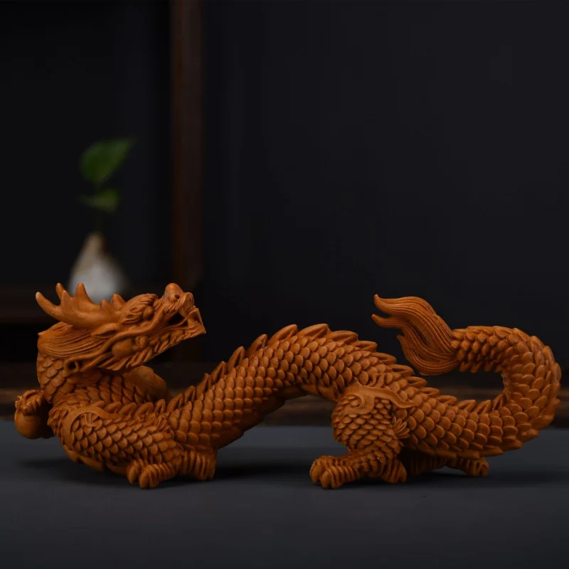 

Carved Dragon Ornament from Chinese Cypress Wood, Traditional Solid Wood Decoration, Animal-themed Home Decor, Zodiac-themed Liv