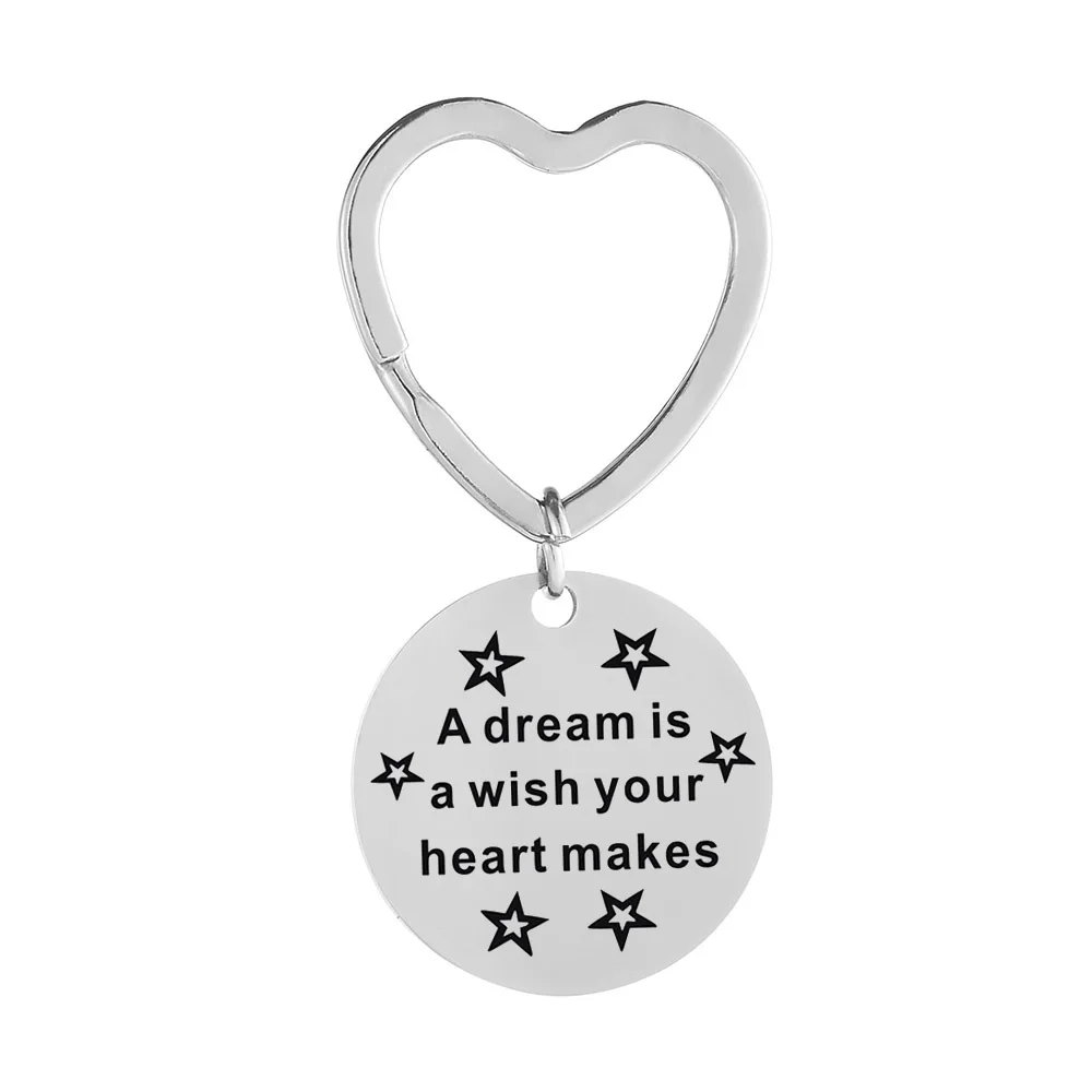 2023 Fashion Follow Your Dreams Inspirational Gift Engraved Star Keychain Necklace Christmas Best Gift Diy Custom Jewelry