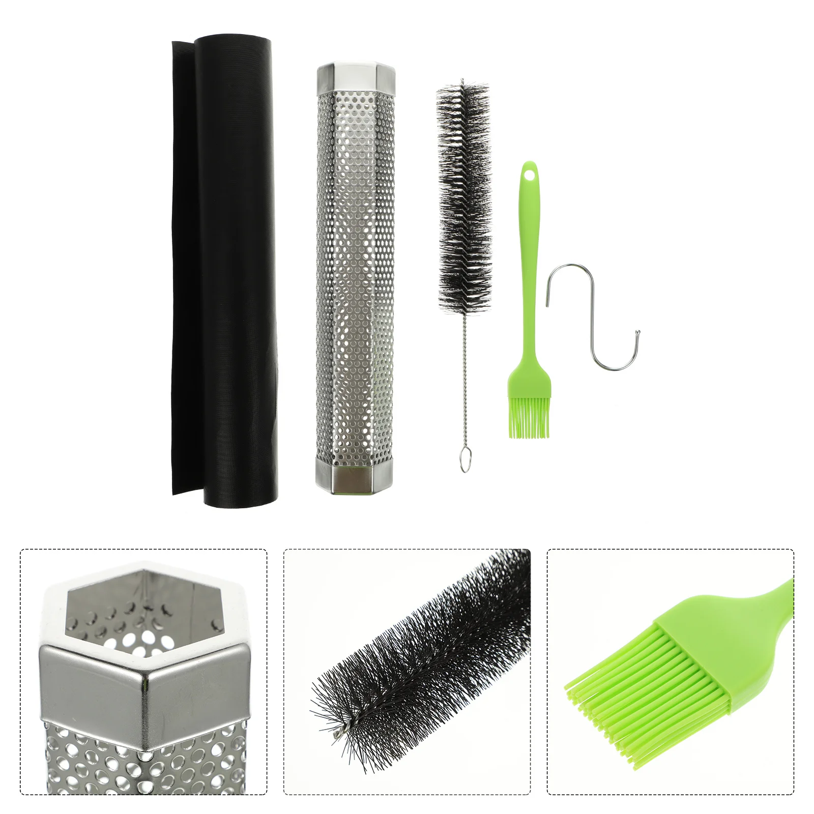 

1Set Stainless Steel Bbq Smoker Tube Mesh Tube Efficient Smoke Diffuser Long-Lasting Barbecue Tools Camping Supply