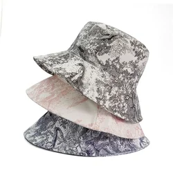 Summer Beach Ink Painting Bucket Hat For Women Men Tie-Dye Fishing Hats Streetwear Hip Hop Cap Sun Hats Fisherman Caps