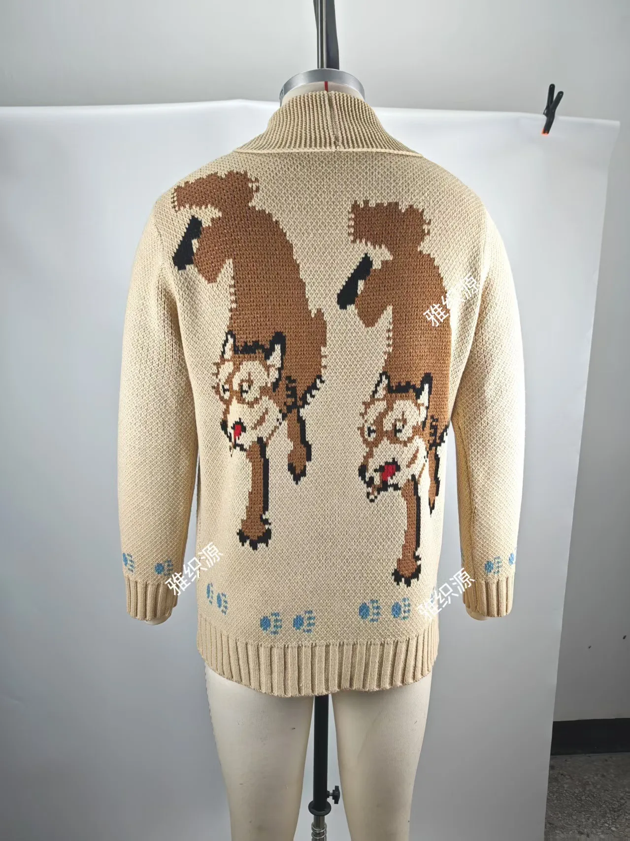 Men's Fox Plaid Knitted Sweater Blazer for Spring 2026 - Thick Knit with Zipper Closure Loose and Comfortable Style