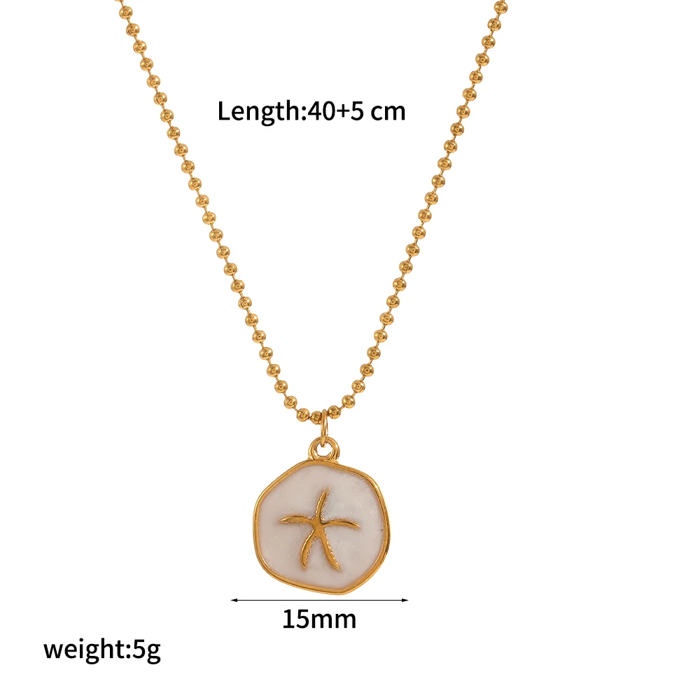 Modische 18k vergoldete Emaille-Anhänger mit Seestern- und Seepferdchen-Motiven, Halskette im Gothic-Stil, Edelstahl, DIY-Schmuckketten – Detail 10