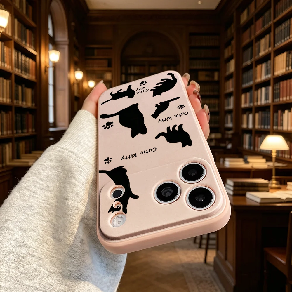 Cat Silhouette Collection Anti-drop TPU Protective Phone Case Cover For iPhone 17 Pro Max 16 Plus 15 14 13 12 11 XS Max