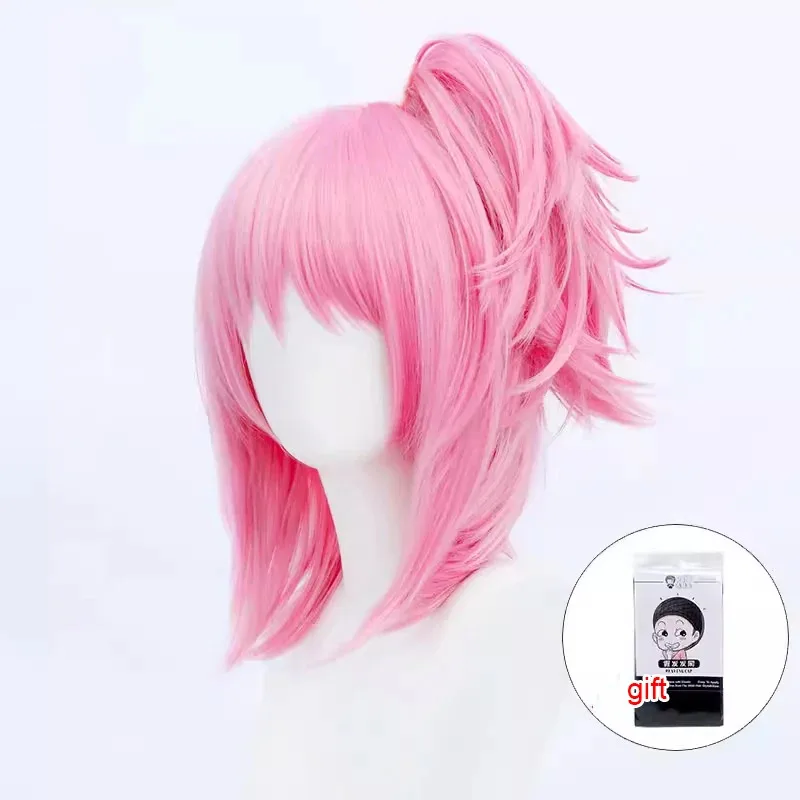 qq28LQAnime Shugo Chara Cosplay Ran disfraz peluca pelo combate batalla uniforme rosa traje corazón sombrero mujer niñas fiesta de Halloween