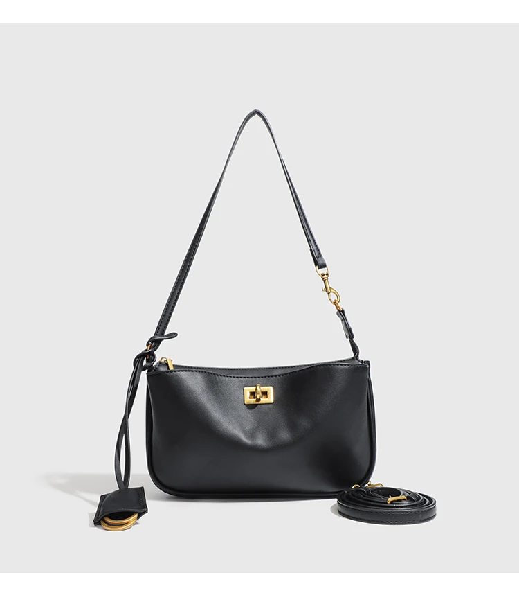 Luxuriöse Damen-Schultertasche aus Spaltleder - Klassische Paris Tote-Handtasche, Einfache Umhängetasche mit Metallschnalle – Detail 10