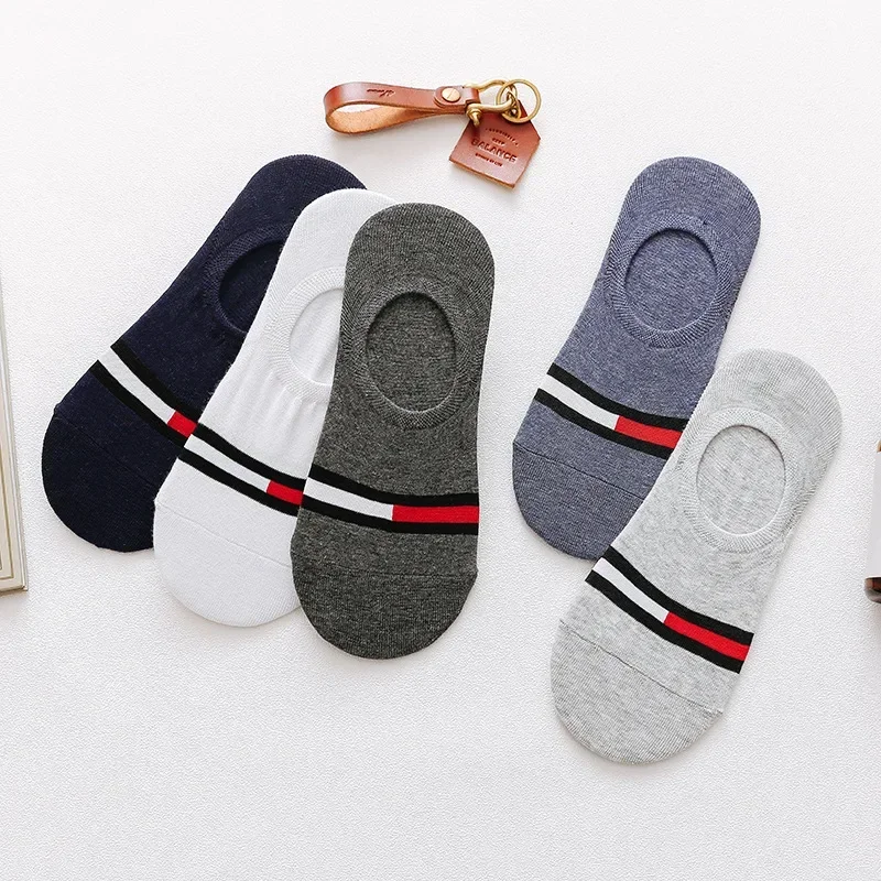 5 Pairs/5 Colors Spring Summer Love Bear Cotton Men Women Thin Breathable Leisure Boat Socks Silicone Invisible Ankle 2024 New