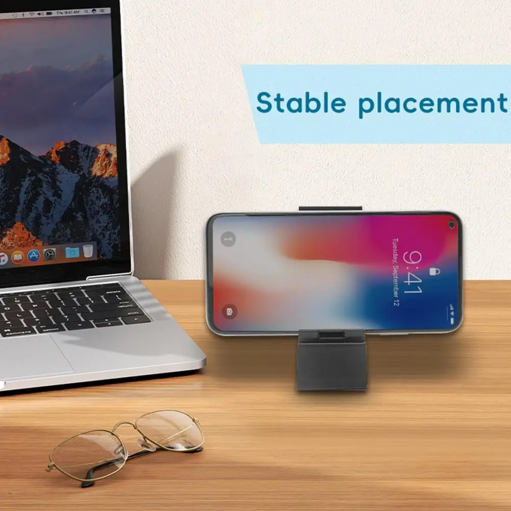 Suporte do telefone móvel de plástico portátil montagem do telefone celular ajustável desktop berço doca para todos os telefones material mesa escritório