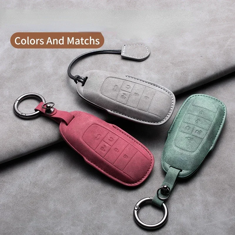 

Leather Car Remote Key Case Cover for GAC New Energy Trumpchi GA6 GM6 Aion S V Y LX GS7 GS8 GS5 GM8 Auto Key Fob Keychain