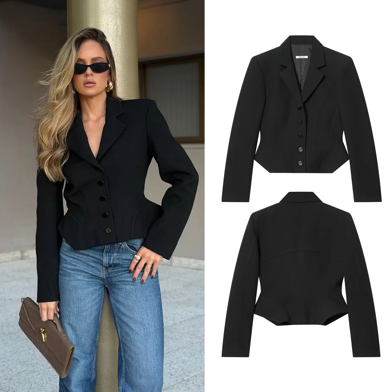 

Elegant Women's Blazer Coat Spring Female Long Sleeve Slim Short Jackets Single-Breasted Blazer Lady Chic Casual Outerwears