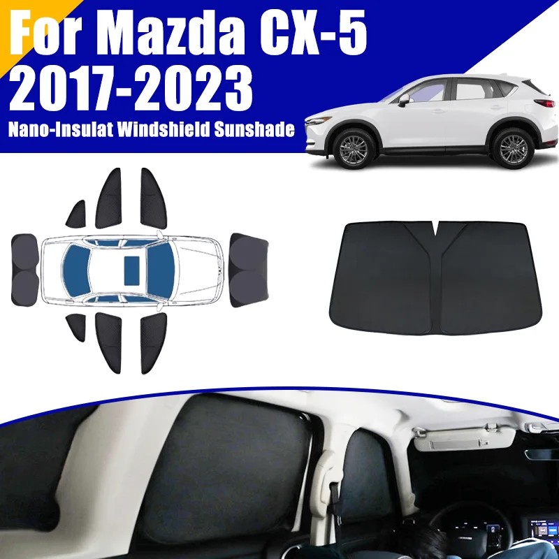 Full Coverage Sunshades For Mazda CX-5 CX5 2017-2023 2018 2019 2020 Car Accessories Windows Visor Privacy Cover Black Foldable