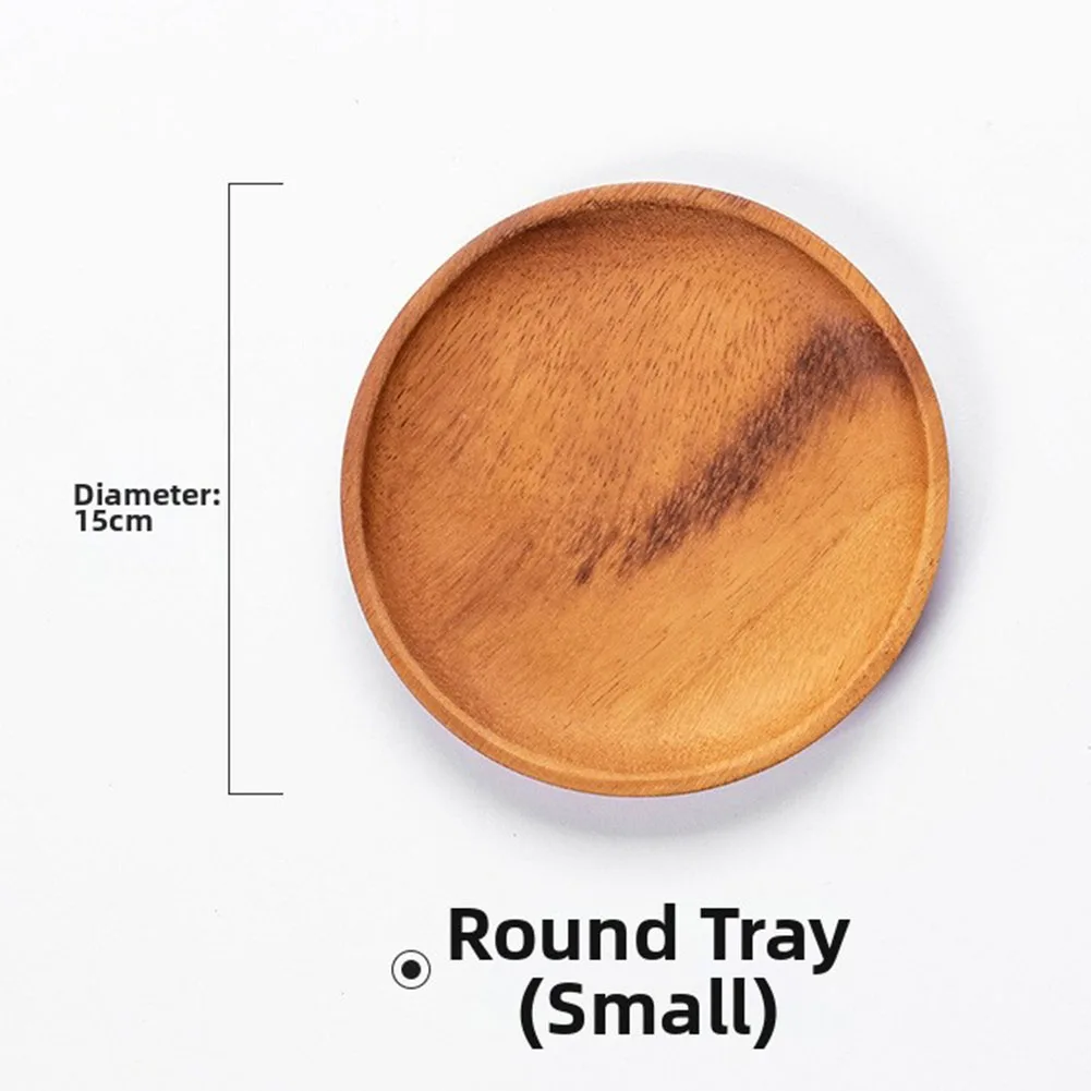 Rundes Serviertablett aus Walnussholz für Tee, Tassen, Snacks, Obst, Schreibtisch-Organizer, Zuhause, Büro, Wohnzimmer, 15 cm, 20 cm