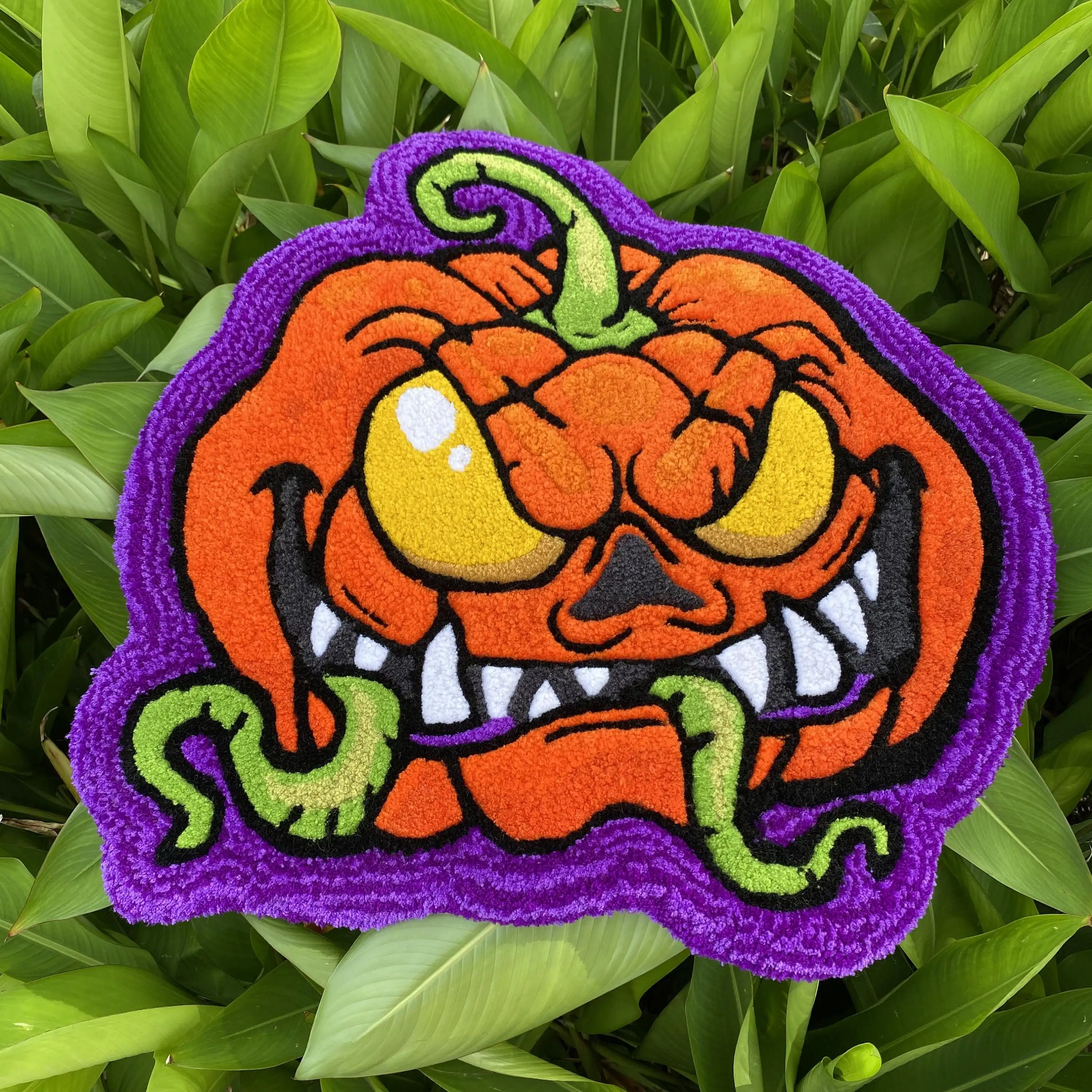 

Halloween Evil Pumpkin Orange Custom Rug Decor Sofa Floor Non-slip Bathroom Kids Room Soft Flannel Home Carpet Cartoon Bathmat