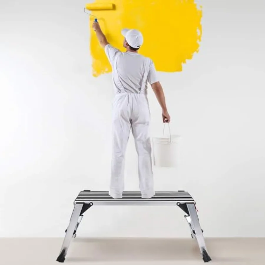 منصة عمل كبيرة الحجم وخفيفة الوزن من الألومنيوم مع 4 خطوات للاستخدام الداخلي والخارجي مثالية لصيانة تحسين المنزل #2