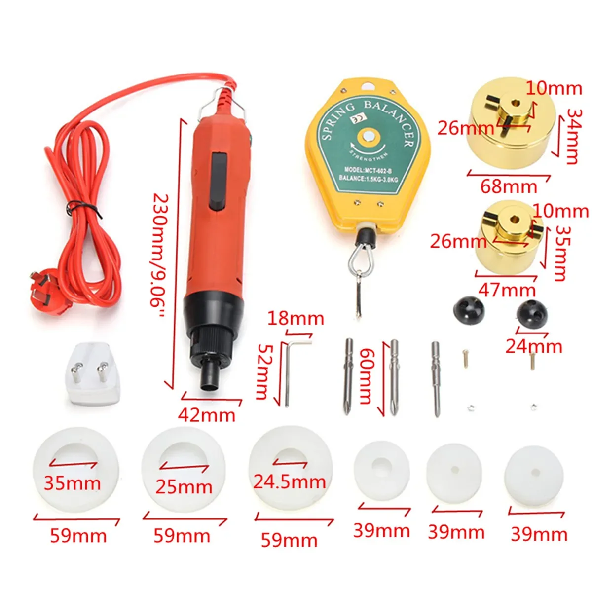 220V Portable Handheld Automatic Electric Bottle Capping Machine Cap Screwing Sealing Machine Bottle Capper With Spring Balancer